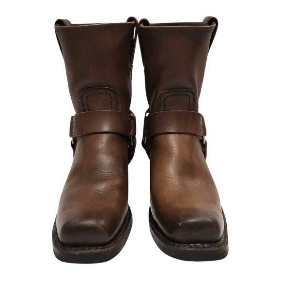 FRYE 8R Harness Short Boot Brown Oiled Leather Western Cowgirl Moto Engineer - Picture 3 of 10